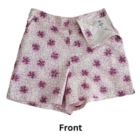 Petite Sophisticate Vintage Floral Shorts | EUC | 0P | White, Purple/Magenta - Picture 5 of 12